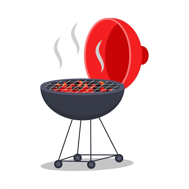 Premium Vector | Round barbecue grill illustration. vector flat bbq