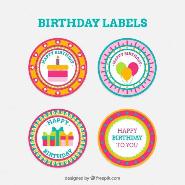Download Free Vector | Round birthday badges