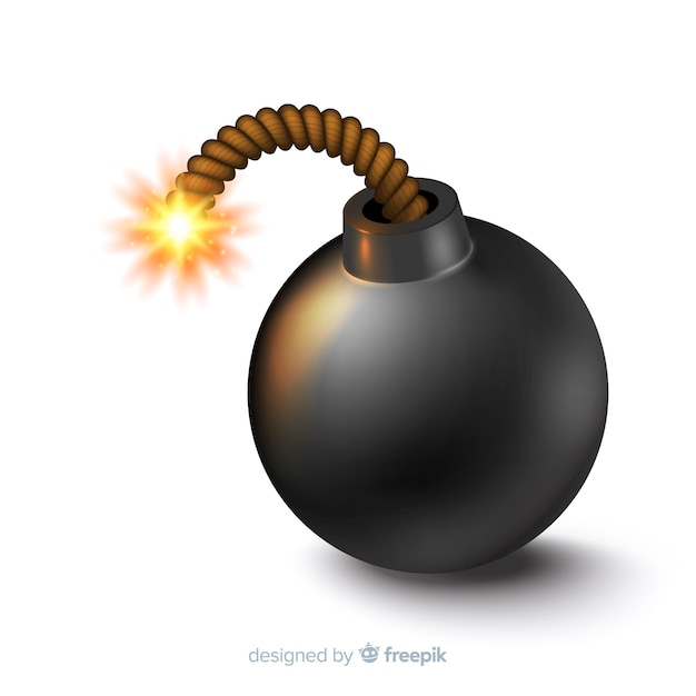 Free Vector | Round black bomb realistic style