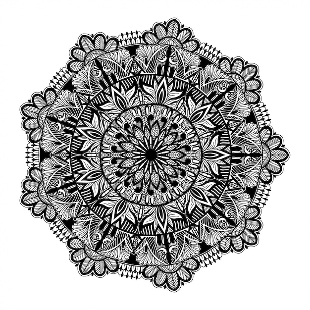 Download Round black mandala on white isolated white background ...