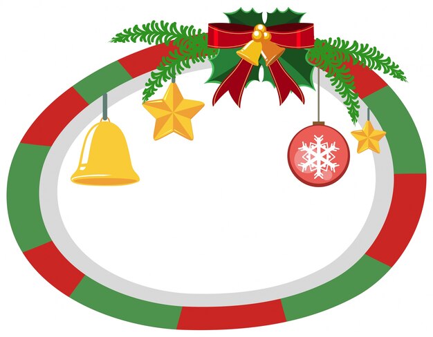 Premium Vector | Round border template with christmas theme