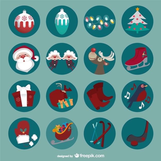 Download Round Christmas icons Vector | Free Download