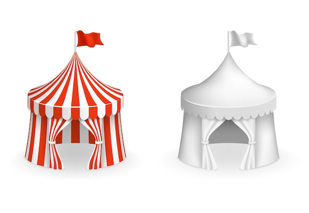 丸いサーカステント エントランスイラスト付きお祭りテント サーカスとカーニバル プレミアムベクター