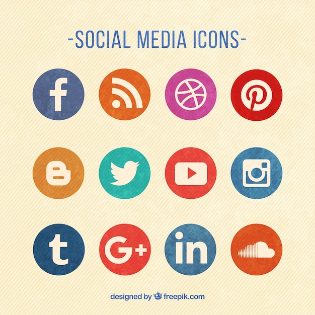 Round Colored Social Media Icons Vector Free Download