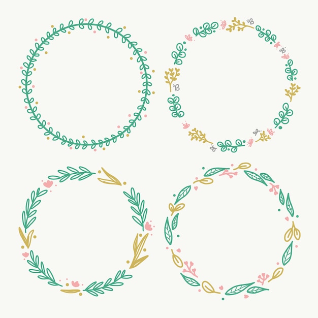 Premium Vector | Round cute floral frame