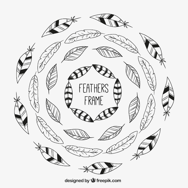 Download Round feather frames in sketchy style Vector | Premium ...