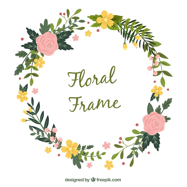Download Round floral frame with beautiful flowers | Free Vector