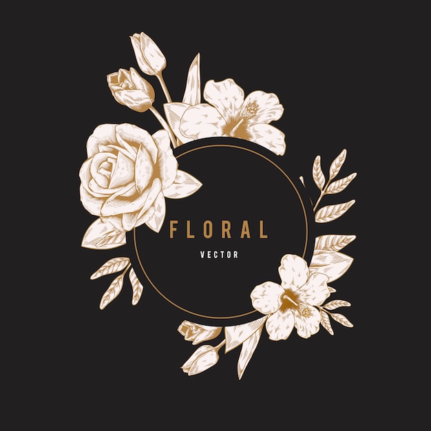 Download Round floral label | Free Vector