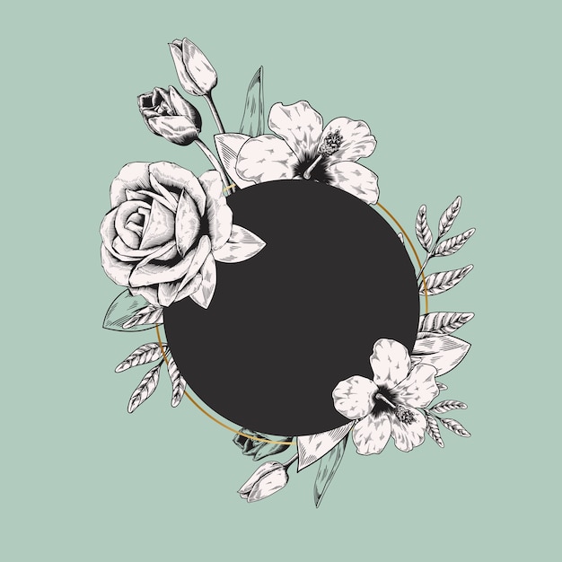 Download Round floral label Vector | Free Download