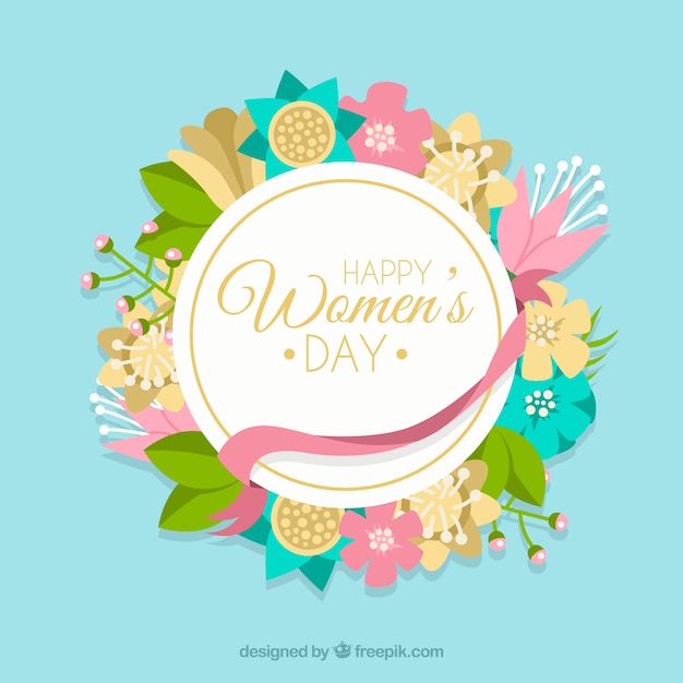 Round floral womans day background