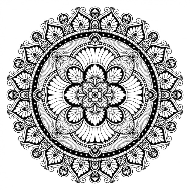 Round flower mandala , henna. vintage decorative elements ...