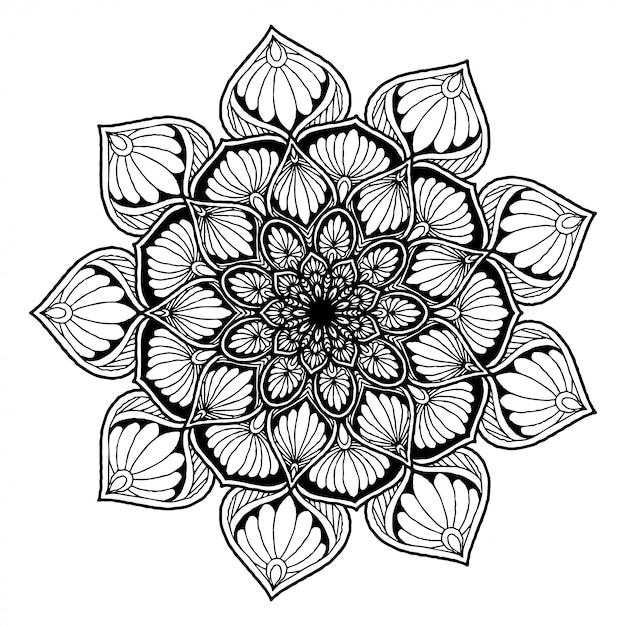 Download Premium Vector | Round flower mandala for tattoo, henna ...