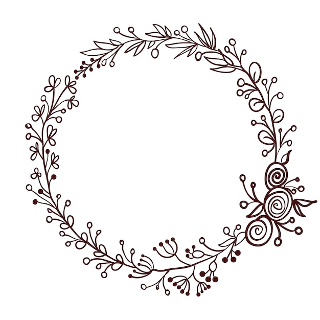 Download Round frame of leaves isolated on white Vector | Premium ...