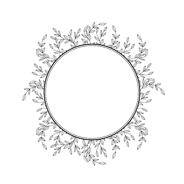 Download Round frame of leaves silhouette | Premium Vector