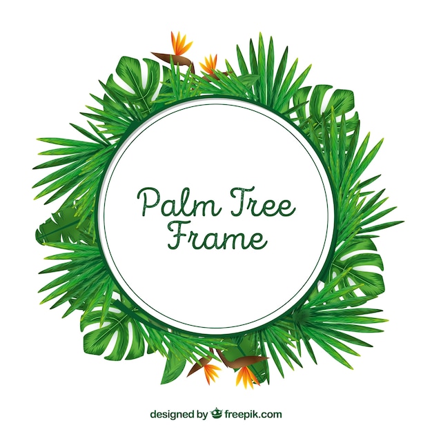 Download Round frame of watercolor palm leaves Vector | Free Download