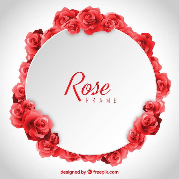 Free Vector Round  frame  of realistic red roses