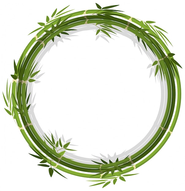 Download Round frame template with green bamboo | Premium Vector