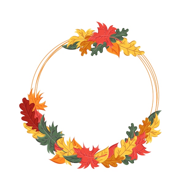 Round frame with autumn leaves. background with the image ...