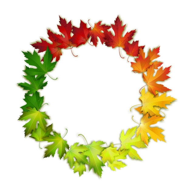Download Round frame with colorful autumn leaves Vector | Premium ...