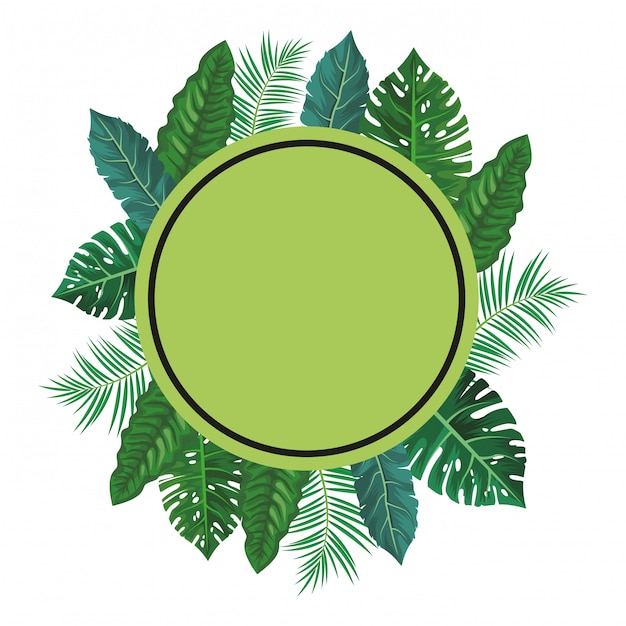 Premium Vector | Round frame with leaves