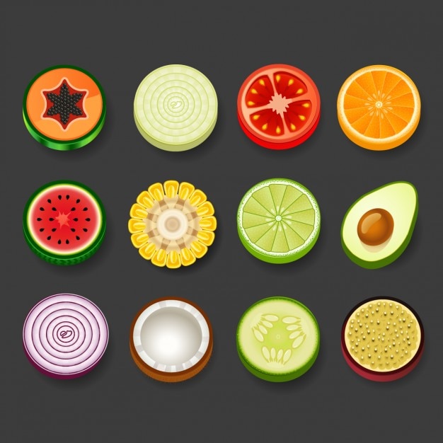 Round fruit and vegetables