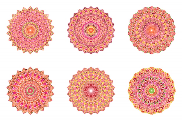 Download Round geometrical abstract ornate mandala set | Premium Vector
