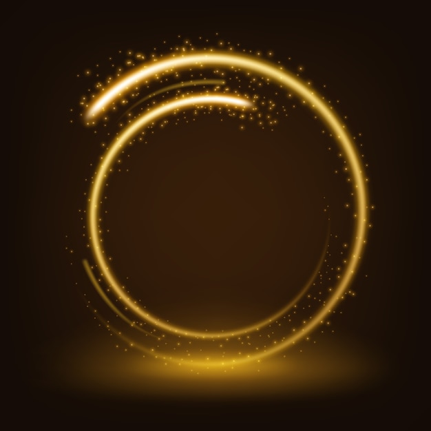 Round gold shiny with sparks Premium Vector