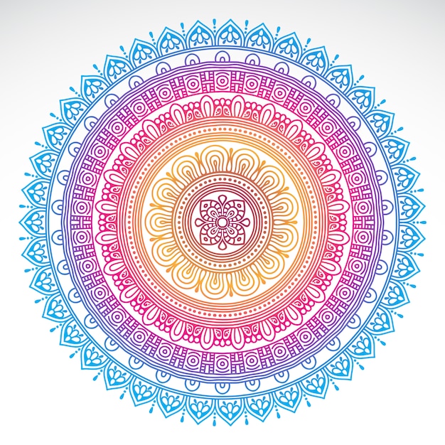 Download Free Vector | Round gradient mandala on white isolated ...