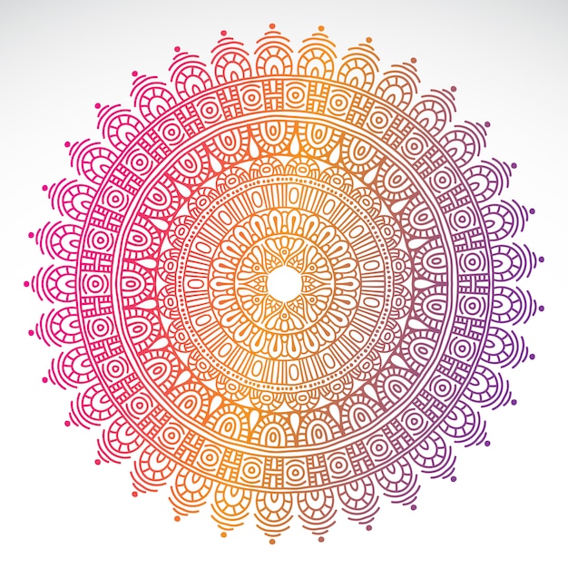 Download Round gradient mandala on white isolated background Vector ...