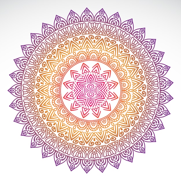 Download Round gradient mandala on white isolated background Vector ...