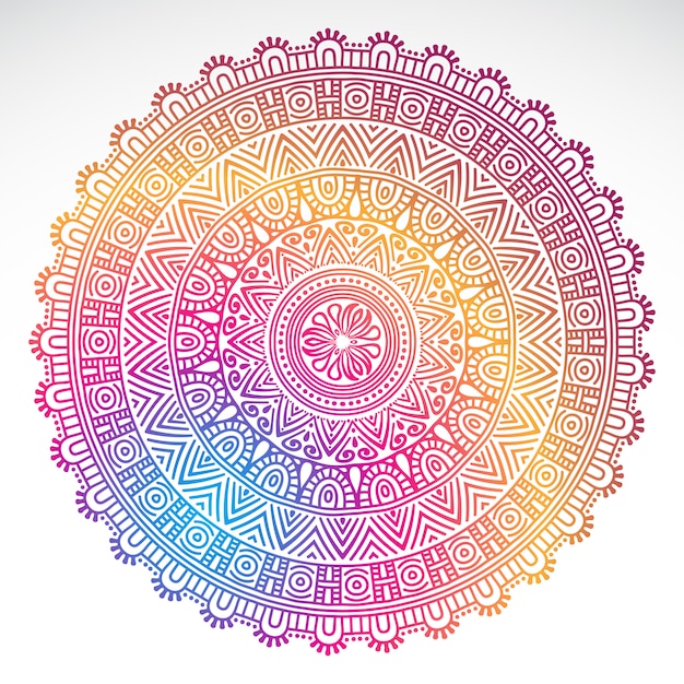 Download Round gradient mandala on white isolated background Vector ...