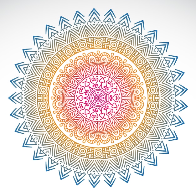 Round gradient mandala on white isolated background Vector ...