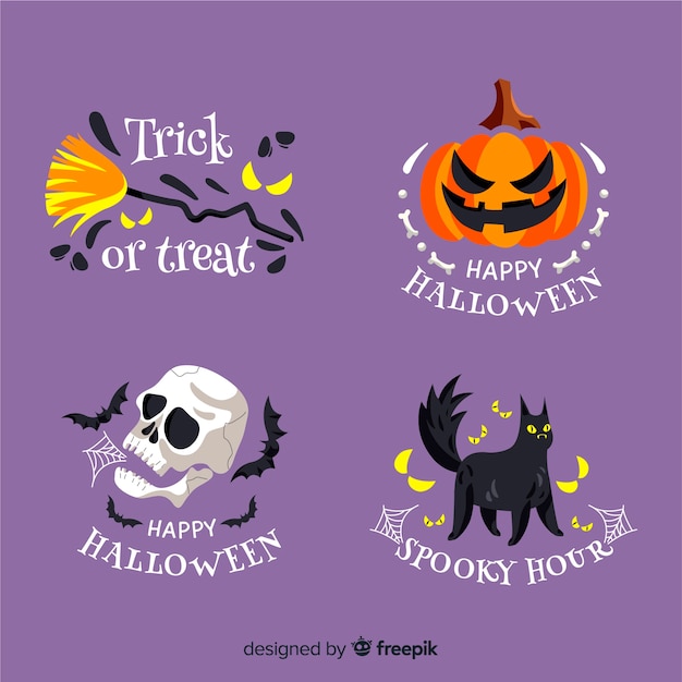 Download Round halloween label collection Vector | Free Download