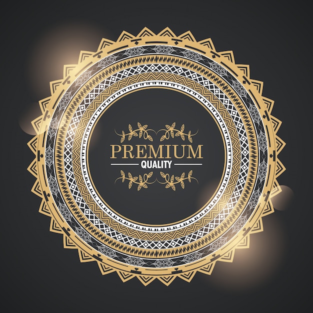 Round icon decorative emblem cartoon Free Vector