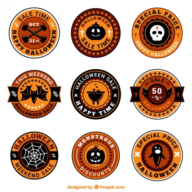 Download Round labels for halloween Vector | Free Download