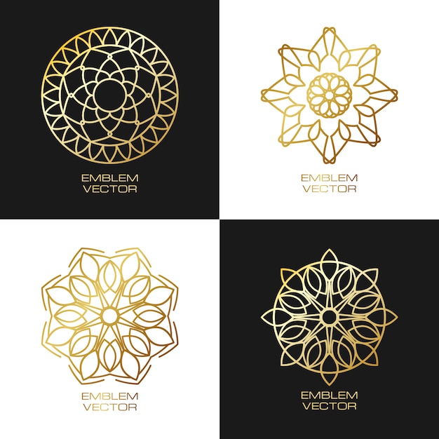 Download Free Round Logo Design Gold Templates Set In Linear Style Premium Vector Use our free logo maker to create a logo and build your brand. Put your logo on business cards, promotional products, or your website for brand visibility.