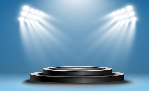 Premium Vector | Round podium, pedestal or platform, illuminated by ...