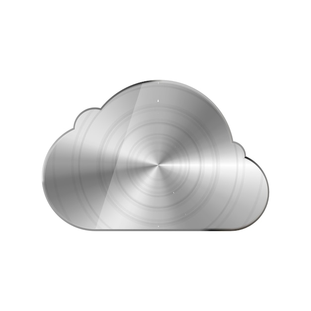 Premium Vector | Round polished bright glossy metal cloud icon on white