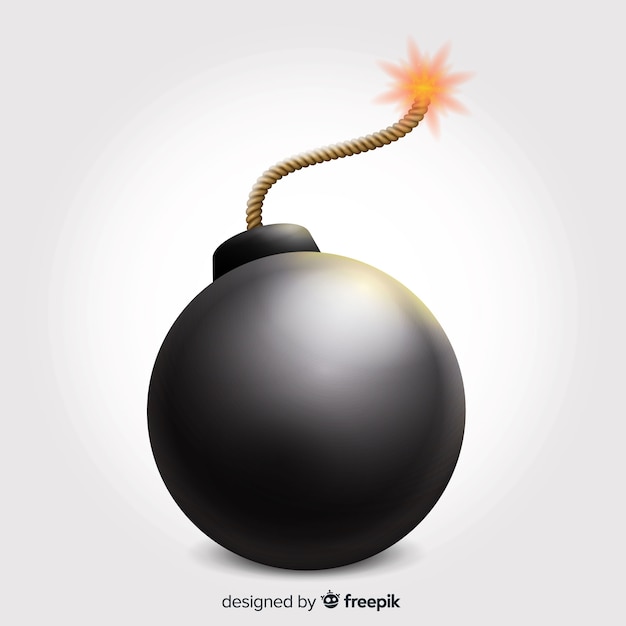 Free Vector | Round realistic bomb with fuse