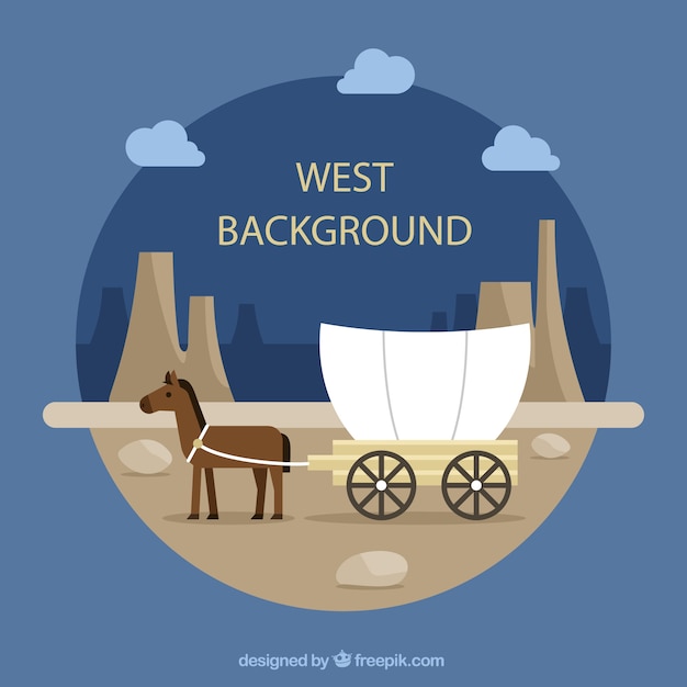 Round western background with horse and\
carriage