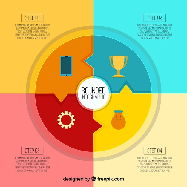 Circular Infographic With Four Colored Phases Vector 5799