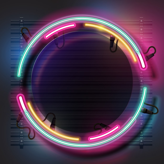 Premium Vector Rounded neon banner  set 