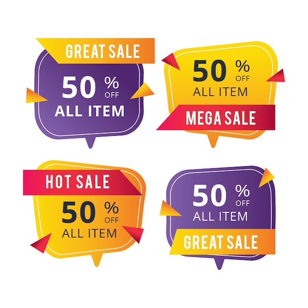 Rounded rectangular callout sales banners Free Vector