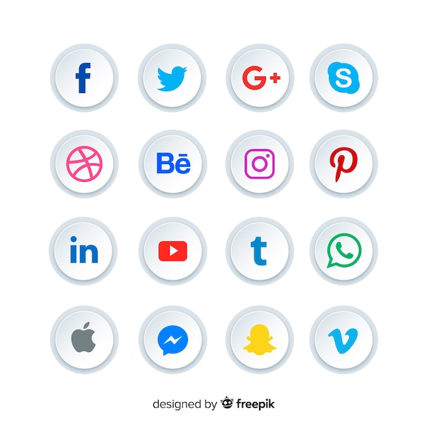 Rounded Social Media Icons Buttons Free Vector