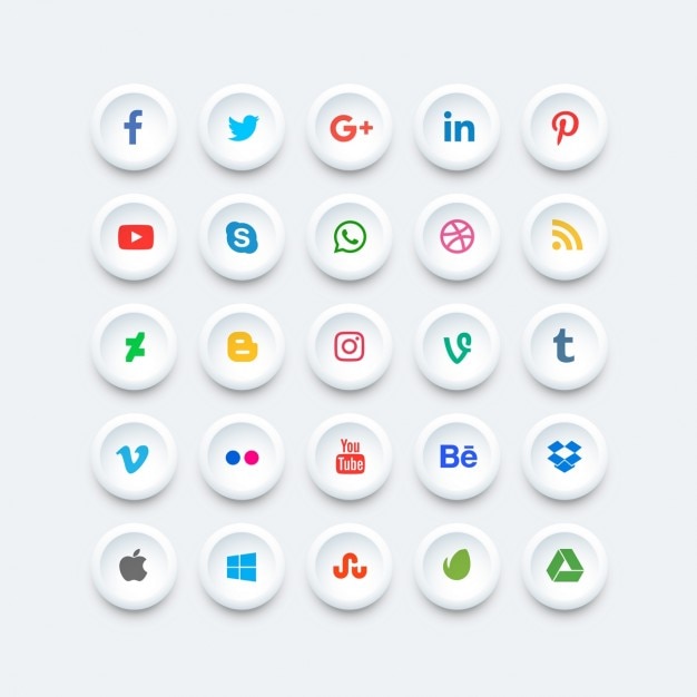 Download Rounded social media icons set Vector | Free Download