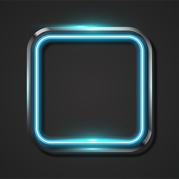 Premium Vector | Rounded square neon and metal banner