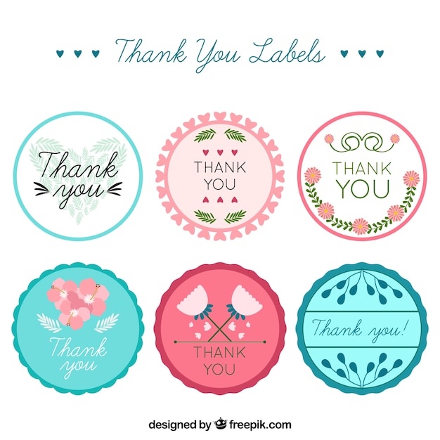 Free Vector | Rounded thank you labels