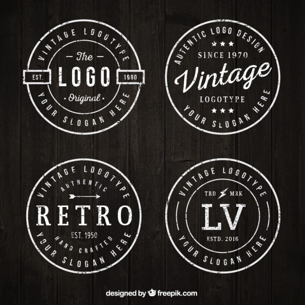 Free Vector | Rounded vintage logos set