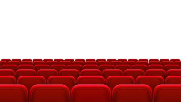 赤い座席の列 背面図 映画館 映画館 劇場 オペラ イベント ショーの空席 内部要素 リアルな3dイラスト プレミアムベクター