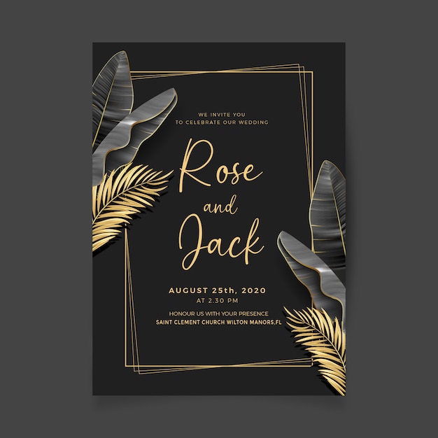 Premium Vector Royal black and golden wedding invitation